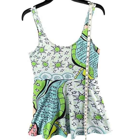 Artscow Custom Swimsuit Dress Women L Blue Multicolor Skater Stretch Art Unique - Picture 9 of 15